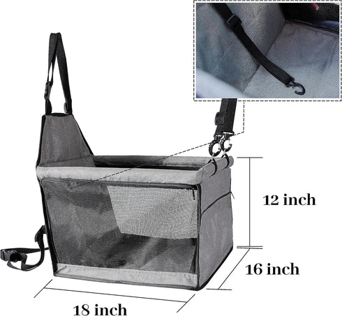 Dog Travel Car Seat Booster with Clip-On Safety Leash, Portable Collapsible Travel Bags for Medium Pets Under 35lb