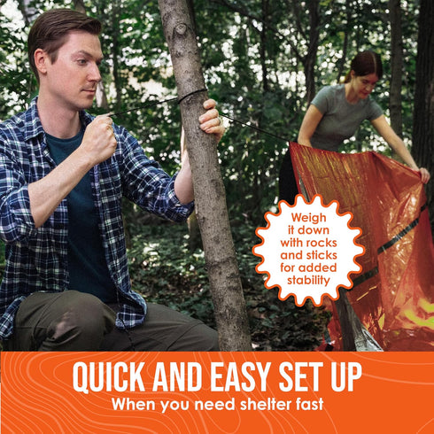 Go Time Gear Survival Life Tent for 2 Persons, Mylar Emergency Shelter Tube Tent with Paracord