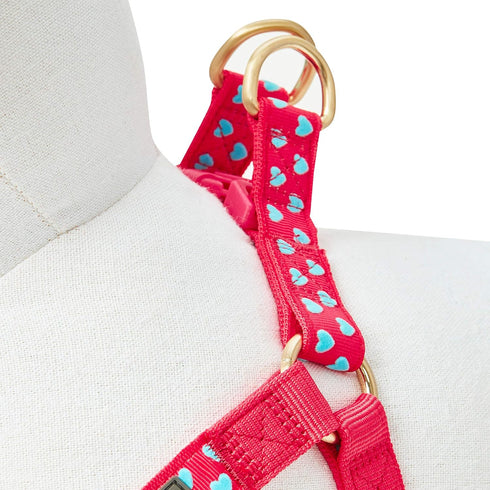 Blueberry Pet Adjustable Step-in Dog Harness - Velvety Heart Flocking Valentine’s Day for Medium Dogs, Lust Red
