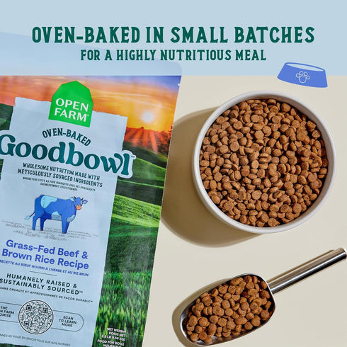 3.5lb (56oz Open Farm Goodbowl, Oven-Baked Small Batch Dry Dog Food - Grass-Fed Beef & Brown Rice Recipe, Includes