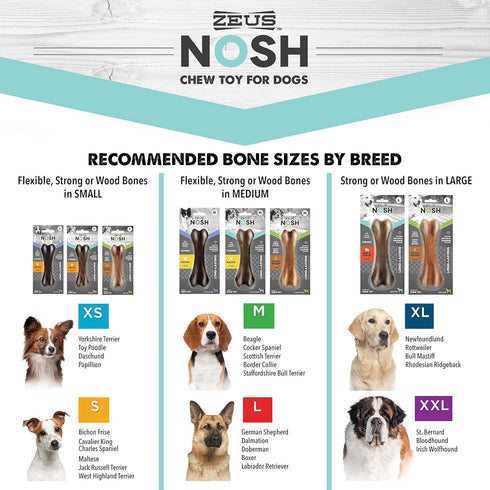 ZEUS Nosh Strong Dog Chew Bones, Long Lasting Chicken Flavor Chew Toys for Aggressive Chewers, Medium