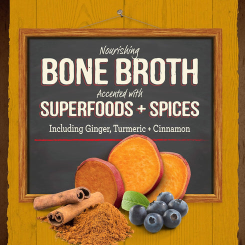 Merrick Grain Free Bone Broth: Premium Human Grade Gluten Free Dog & Cat Food Topper Pouches, Chicken - 16 oz