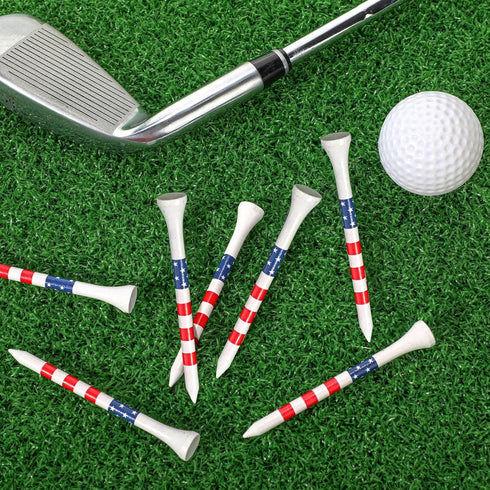 Mudder 600 Pcs 3-1/4" Golf Tees - USA Stars and Stripes Bamboo Patriotic Golf Tees for Men & Women
