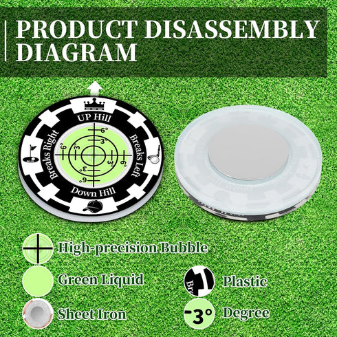 Golf Green Reader, 2 Pack, Golf Ball Marker with High Precision Horizontal Bubble, Gift for Men