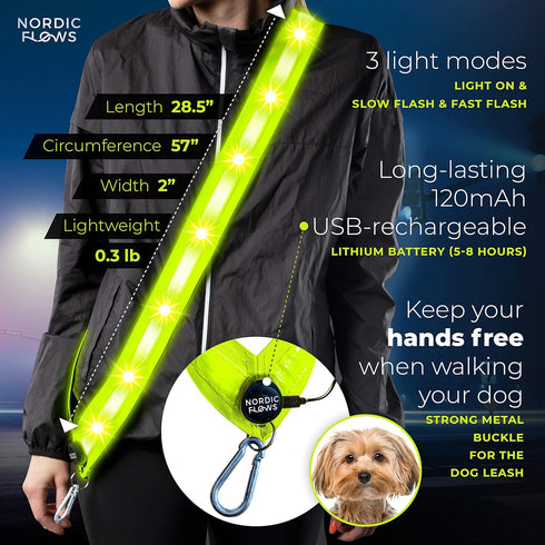 Rechargeable LED Reflective Lighted Vest for Walking in The Dark, Night Dog Walking Gear