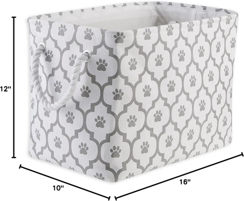 Bone Dry Pet Storage Collection, Lattice Paw Print, Medium Rectangle, White/Gray