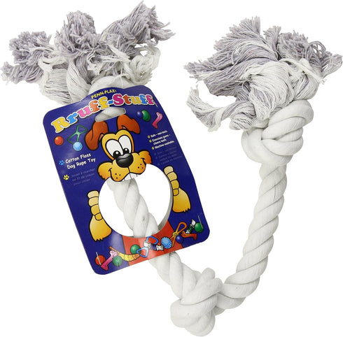 Penn-Plax 3-Knot Dog Rope Toy, Ruff, Large - Great Exercise for Teeth and Gums, White, 25 1/4 Inch