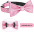 Bling Pink Dog Bow Tie Collar for Small, Medium Dogs, Cute Collar for Daily Walking or Holiday Parties (Neck fit