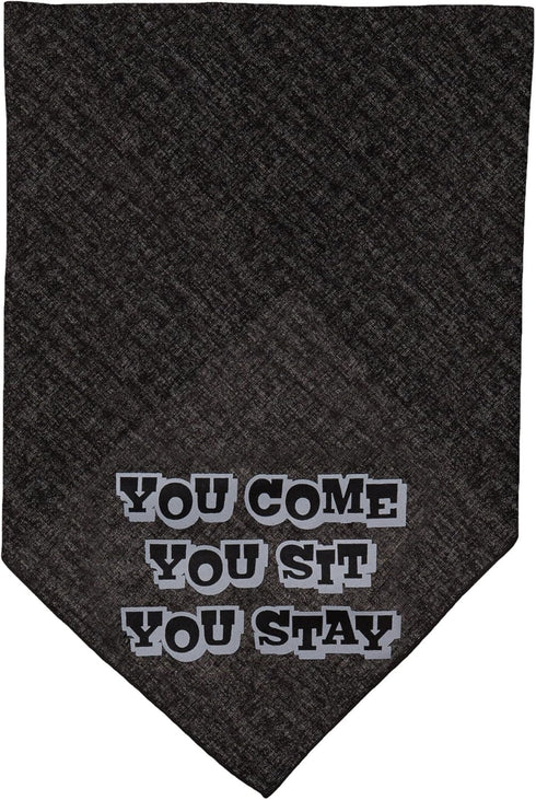 Mirage Pet Products You Come, You Sit, You Stay Bandana, Large, Black, Screen Print