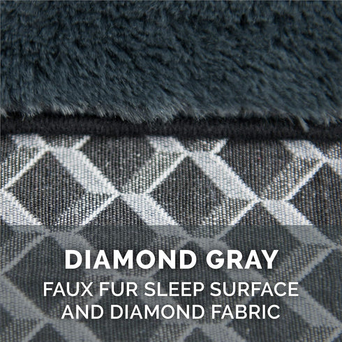 Furhaven Pillow Dog Bed for Large/Medium Dogs, Washable Cover & Removable Bolsters, Comfy Couch Sofa - Diamond Gray,