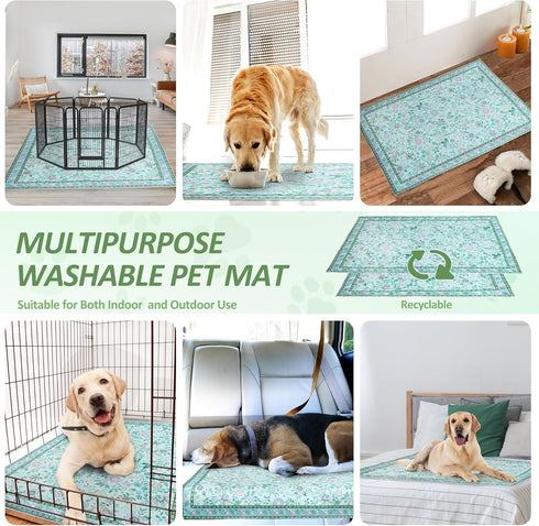 2 Pack Crate,18"x 24" Washable Pee Pads for Dogs, Super Absorbent Reusable Puppy Pads with Colorful Flowers Patterns