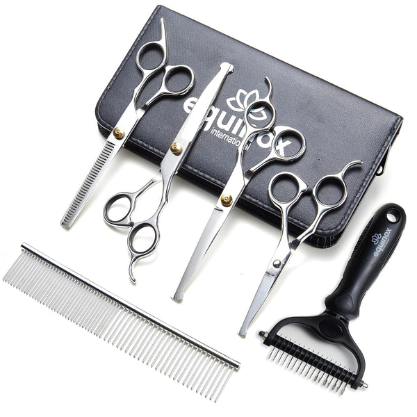 Equinox Dog Grooming Scissors & Deshedder - 7 in 1 Pet Grooming