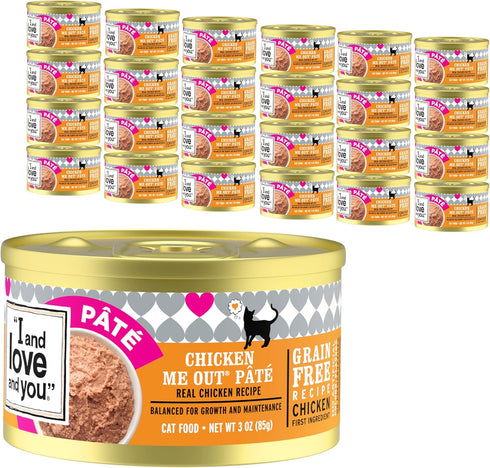 I and love and you Wet Cat Food - Chicken Me Out Pâté, Grain Free, Filler Free, 3oz Pack of 24 Cans