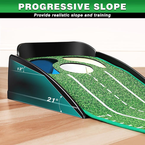 CHAMPKEY Professional Hazard Golf Putting Green Come with Golf Putting Gates and Putting Mirror - Progressive Slope