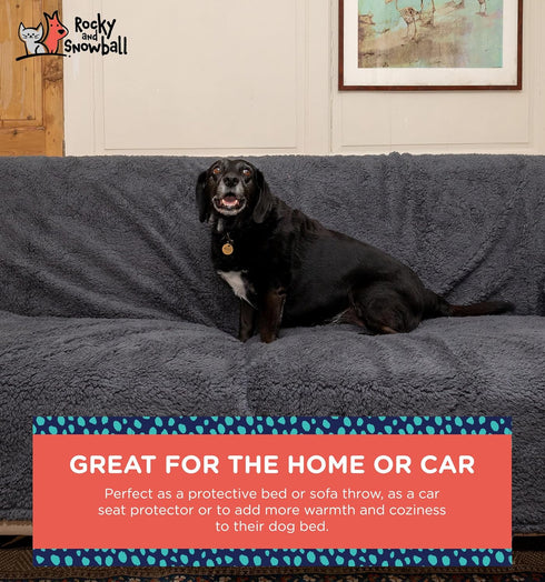 Waterproof Dog Blankets for Large Dogs, Washable Sherpa Dog Blanket for Bed, Pet Covers for Couches, 60x80