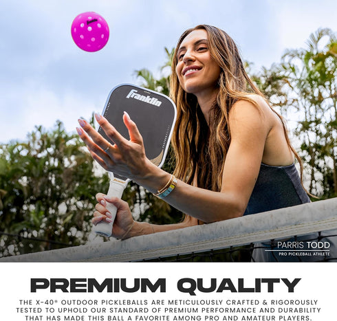 X-40 Franklin Sports Outdoor Pickleballs - Official Ball of USA Pickleball, APP Tour + US Open - Regulation Size