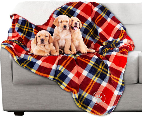 PETMAKER Waterproof Pet Blanket - 50x60 Reversible Plaid Dog Throw | Protects Couch, Car, Bed from Spills, Stains or Fur