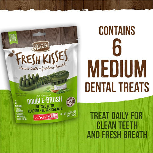 Merrick Fresh Kisses Natural Dental Chews Infused with Coconut and Botanical Oils for Medium Dogs - 30 ct. Box