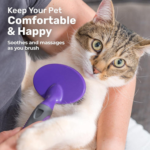 Hertzko Dog Brush, Soft Pin Bristle Pet Brush for Dogs and Cats, Grooming Tool for Long and Short Haired Pets