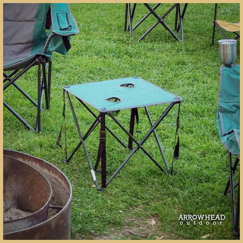 26 (66cm) 2 600D ARROWHEAD OUTDOOR Portable Camping Folding Table, Cup Holders, Square, Carrying Case, Steel Frame