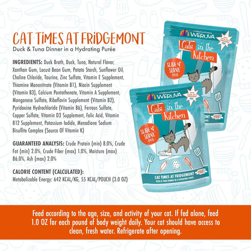 Weruva Cats in The Kitchen, Grain-Free Natural Wet Pate Cat Food Pouches, Cat Times at Fridgemont, 3oz, Pack of 12