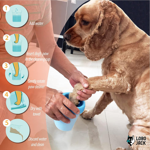 Dog Paw Cleaner, Portable 360º Silicone Washer Cup for Small and Medium Breed Cats and Dogs, Blue