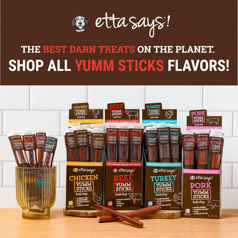 Yumm 24 Count etta says! Sticks Natural Dog Treats - Beef Dog Jerky Treats - Human-Grade Jerky for Dogs - Made in The