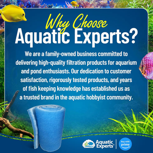 Aquatic Experts Classic Bonded Aquarium Filter Pad - 12" x 72" x .75" - Blue and White Filter Media Roll, USA Made