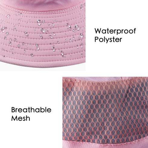 Muryobao Women Ponytail Sun Hat Summer UV Protection Cap, Waterproof Foldable Mesh Wide Brim Bucket Hat