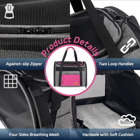 Eniosvar 20 lbs Large Cat Carrier for Pets - Soft Sided Breathable Mesh Travel Carrier, Airline Approved, Washable
