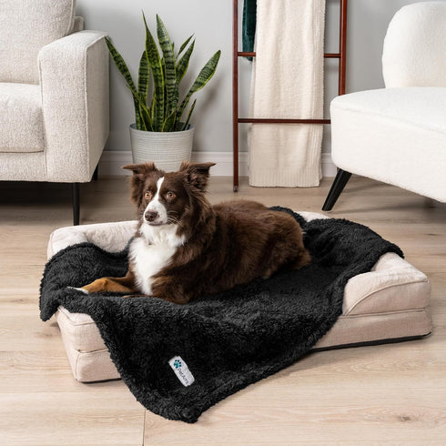 PetAmi Dog Blanket for Small Dogs Black - Fluffy Soft Sherpa Fleece Blanket for Cat & Dog, Washable 24x32
