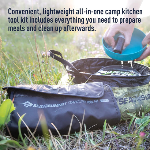 Sea to Summit Camp Kitchen Tool Kit, 10-Piece Cooking Utensil and Clean-Up Kit