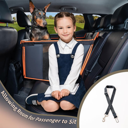 YOVEEKLE Hammock 4 Large Dog Car Seat for Medium Dogs, Waterproof Faux Leather Pet Carrier for Active Pets at Back Seat