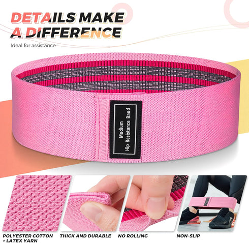 Resistance Bands, Exercise Workout Bands for Women and Men, 5 Set of Stretch Bands for Booty Legs, Pilates Flexbands by Renoj