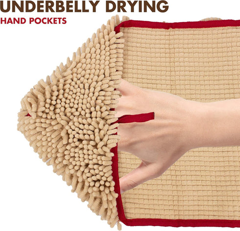 My Doggy Place Dog Towel - Super Absorbent Microfiber Towel with Hand Pockets - Dog Bathing Supplies - Quick Dry Shammy Towel - Washer and Dryer Safe - Oatmeal - 30 x 12.5 in