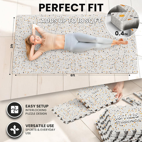 Set 18 (12.6"x12.6"x0.4") 18sqft bemaxx Gym Mats - pcs EVA Interlocking Foam Floor Tiles Protective Gym Flooring Sports