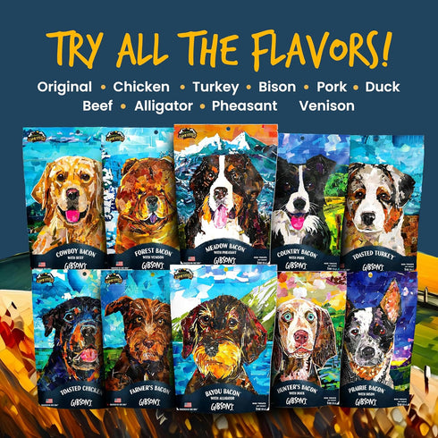 Wild Meadow Farms Gibson's Hunter’s Bacon with Duck, Soft Jerky Dog Treats, Grain-Free for Training, 3 Ounce Pouch