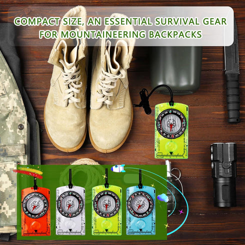 Swakuta 16 Backpacking Pcs Orienteering Compass Acrylic Hiking Compass with Rope for Navigation Map Reading Survival