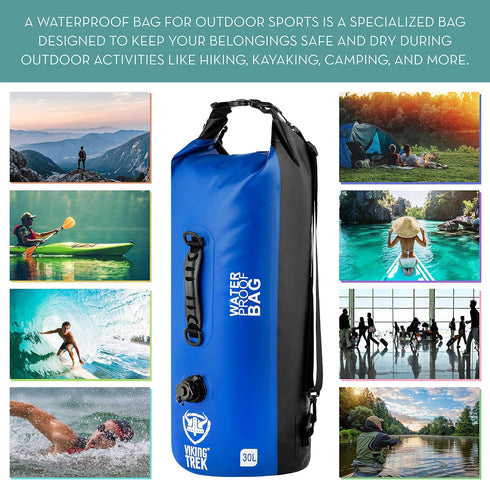 Waterproof Dry Bag, Dry Sack with Clipped Roll Top, Keep Gear Safe & Dry for Camping, Boating, Kayaking