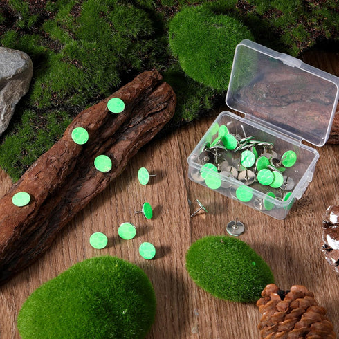 Tweruna 50 PCS Green Reflective Trail Markers, Reflective Tacks for Trail Marking, Green Thumb Tacks for Hunting Hiking