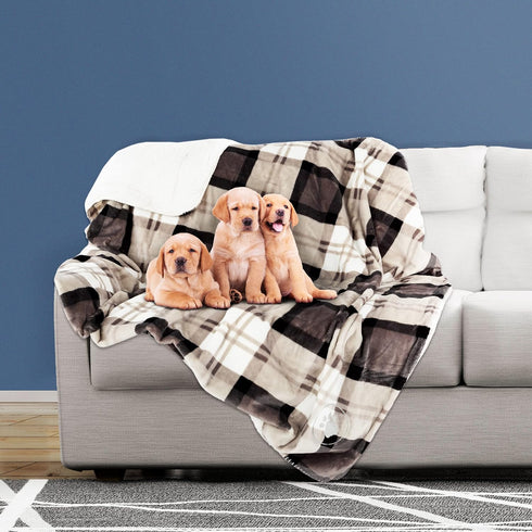 PETMAKER Pet Blanket - Reversible Waterproof Plaid Throw Protects Couch, Car, and Bed from Spills, Stains, or Fur - Dog and Cat Blankets (Gray) by PETMAKER