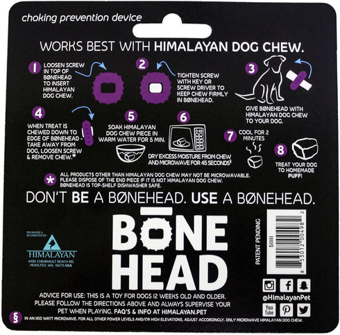 Himalayan Dog Chew Bonehead - Small Dog Chew Holder for Yak Chews and Bully Sticks, Durable Nylon Dog Treat Holder, 1