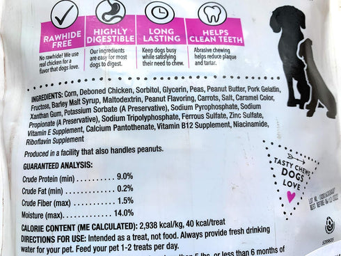 DENTLEY'S Rawhide Free Chicken Wrapped Mini Sticks, Peanut Butter Flavor