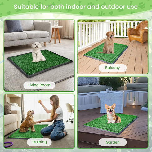 2 20x25inch Dog Grass Pad with Tray, Dog Grass Potty Patch Bathroom Mat, Washable Pee Pad for Puppy Training, Dog