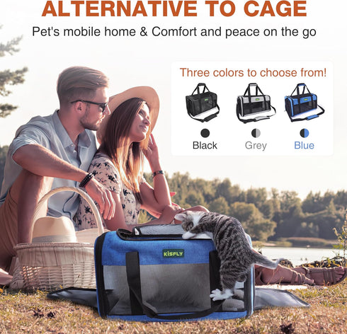 17"x11"x9.5" 12 lb, 10 lb, TSA Approved Pet Carrier in Cabin, Soft Cat Carriers for Small Cats up to Top-Open Portable