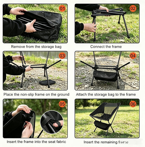 ElutaGioy Backpacking Camping Chair, Portable Foldable Compact Chair with Breathable Nylon Mesh, Lightweight Folding