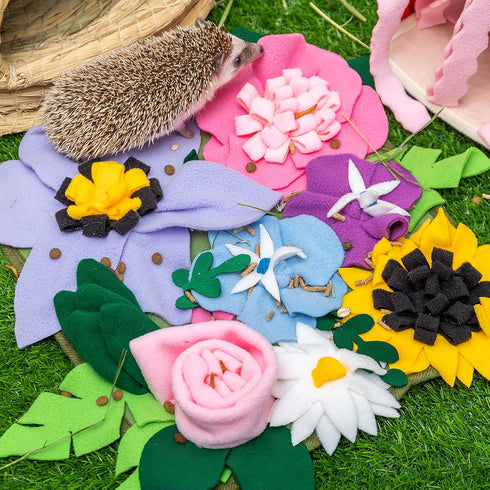 KAYCOWZA Chinchillas Small Animal Foraging Mat for Rabbit Hedgehog Guinea Pig Rat Bunny - Interactive Cute Flower Funny