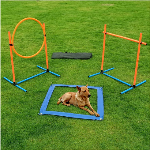 3 Sets Dog Agility Training Equipment, Obstacle Course Starter Kit for Indoor or Outdoor Game, Includes Storage Bag