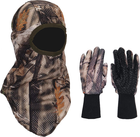 North Mountain Gear Hunting Camouflage Gloves and Face Mask Set - Quiet and Breathable