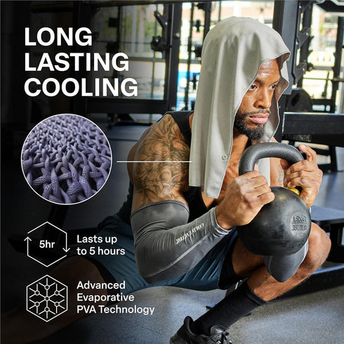 50+, 2+ COLD FACTOR Instant Cooling Hoodie Towel Advanced Chemical-Free Evaporative Cooling Technology UPF Hours